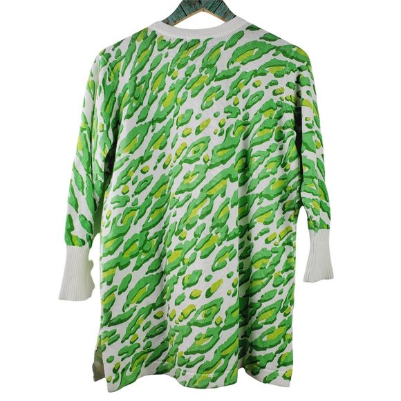 Bob Mackie Wearable Art Green Animal Leopard Print Knit Cardigan Sz Small NWT - Picture 2 of 7